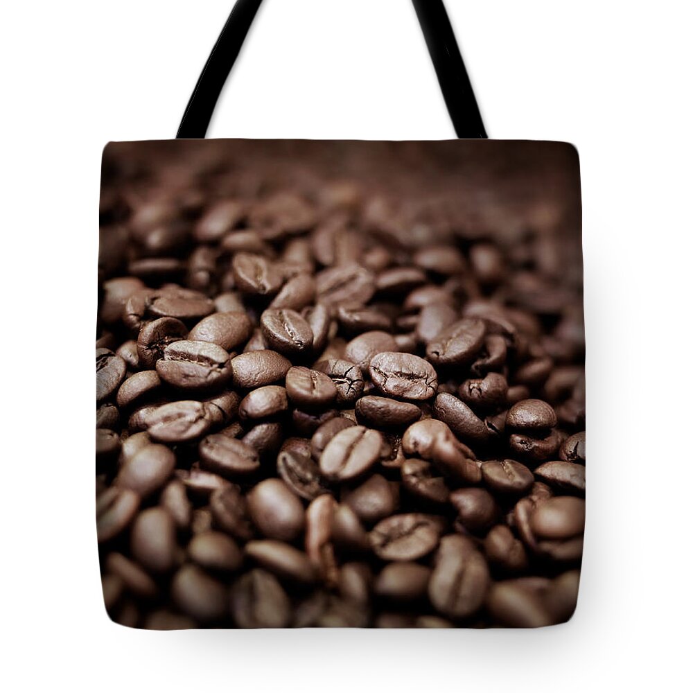 Large Group Of Objects Tote Bag featuring the photograph Close Up Of Coffee Beans by Adam Gault