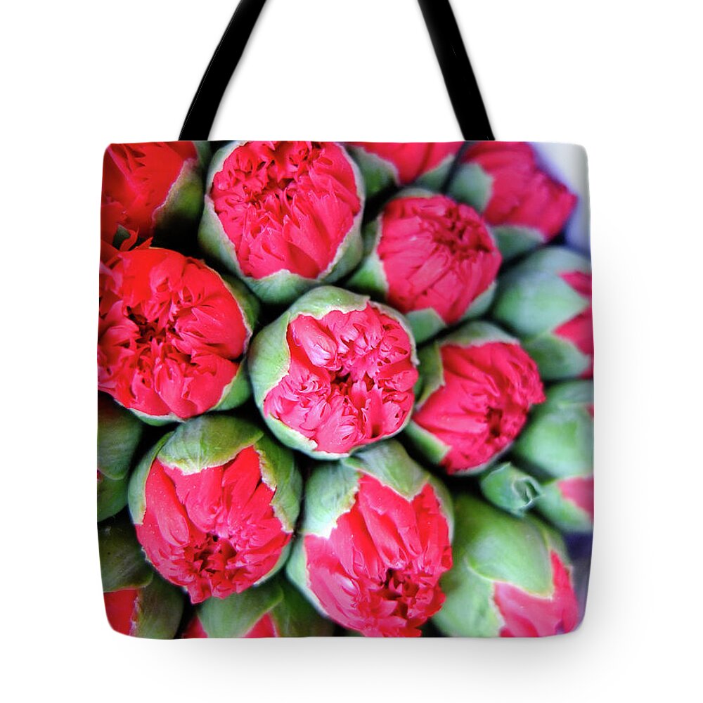 Flower Market Tote Bag featuring the photograph Close-up Of Flowers by Mingkit Provide Image