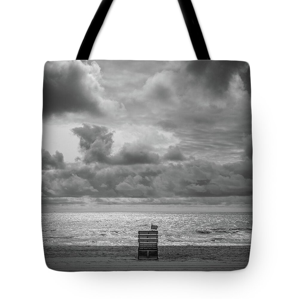 Beach Tote Bag featuring the photograph Cloudy Morning Rough Waves by Steve Stanger