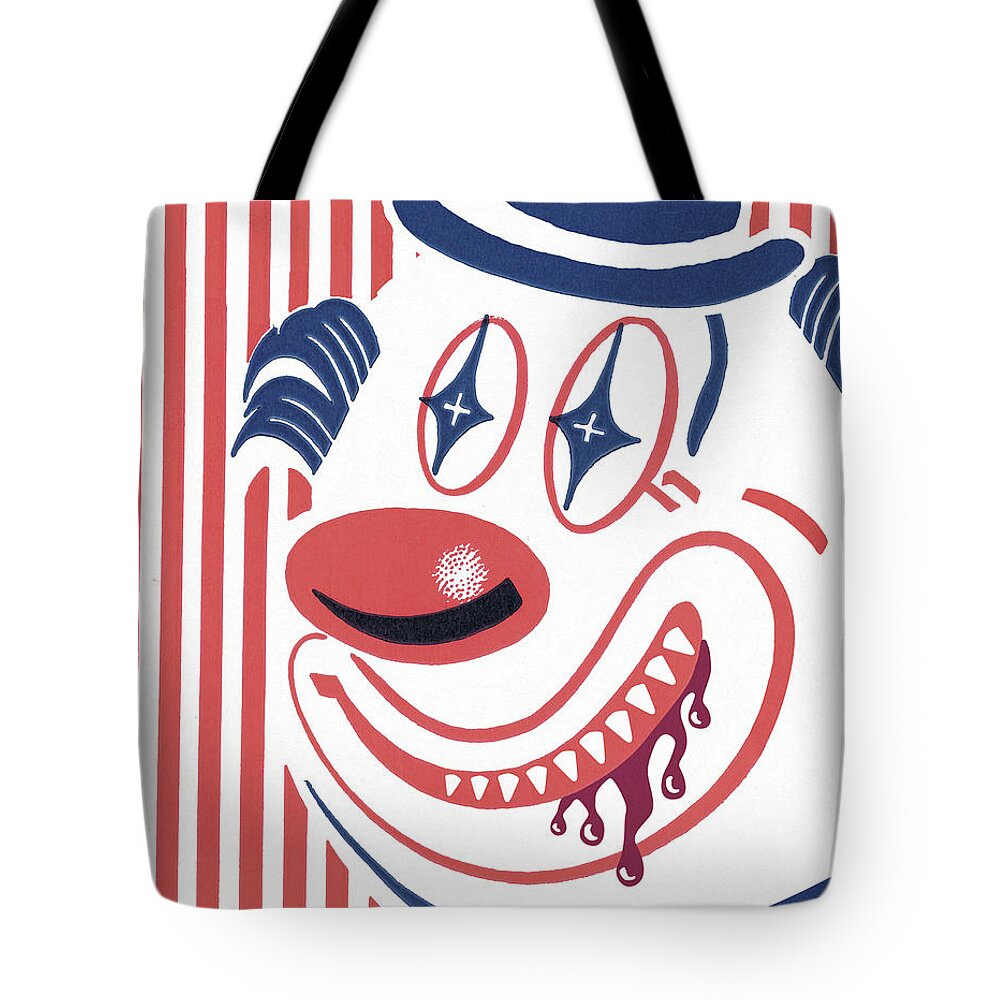 Accessories Tote Bag featuring the drawing Clown with Bloody Teeth by CSA Images