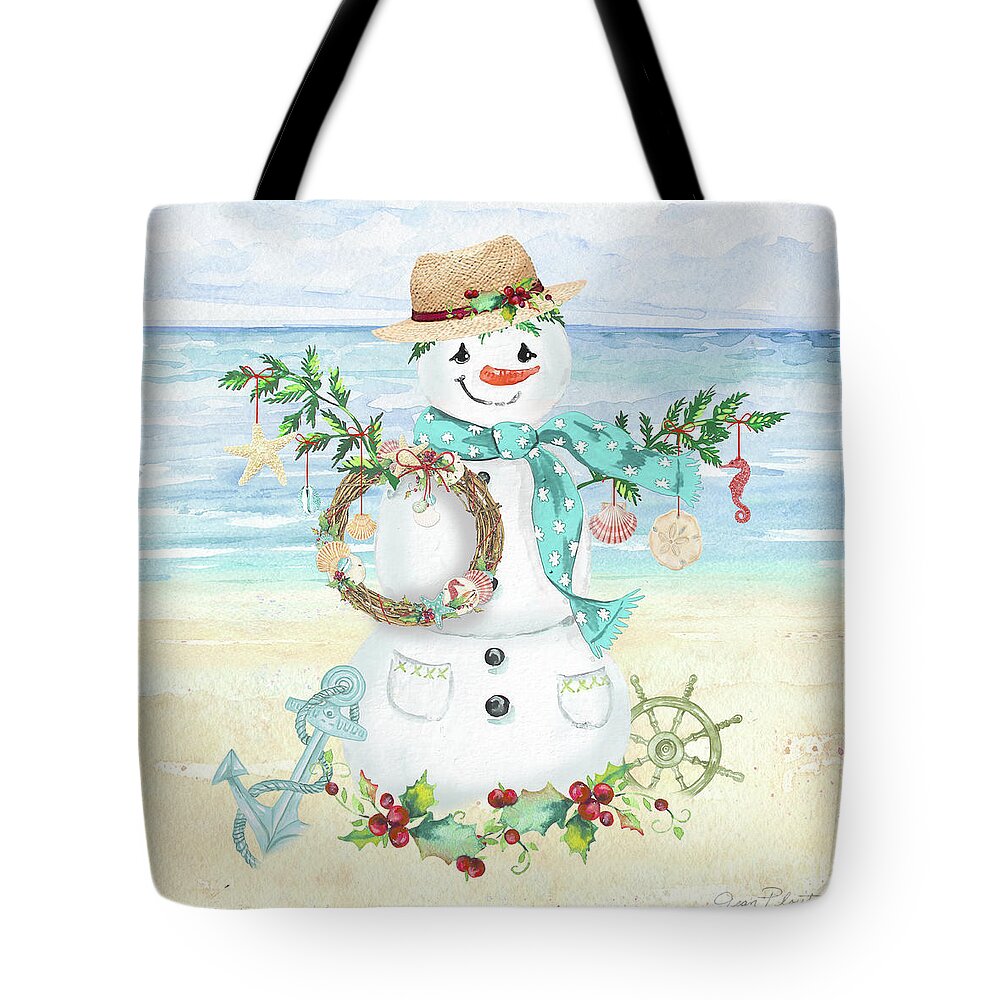 Coastal Tote Bag featuring the painting Coastal Christmas F by Jean Plout