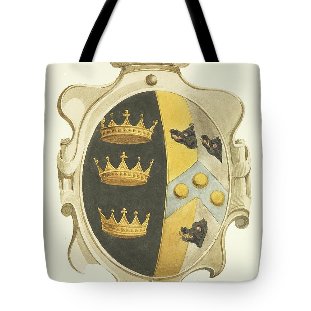 Heraldry Tote Bag featuring the painting Coat Of Arms Of Bishop Wright In Bristol Cathedral by Hugh O'neill