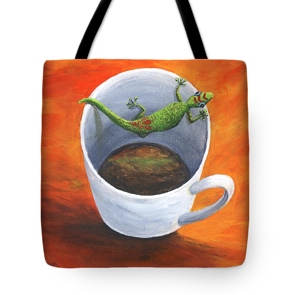 Animal Tote Bag featuring the painting Coffee With A Friend by Darice Machel McGuire