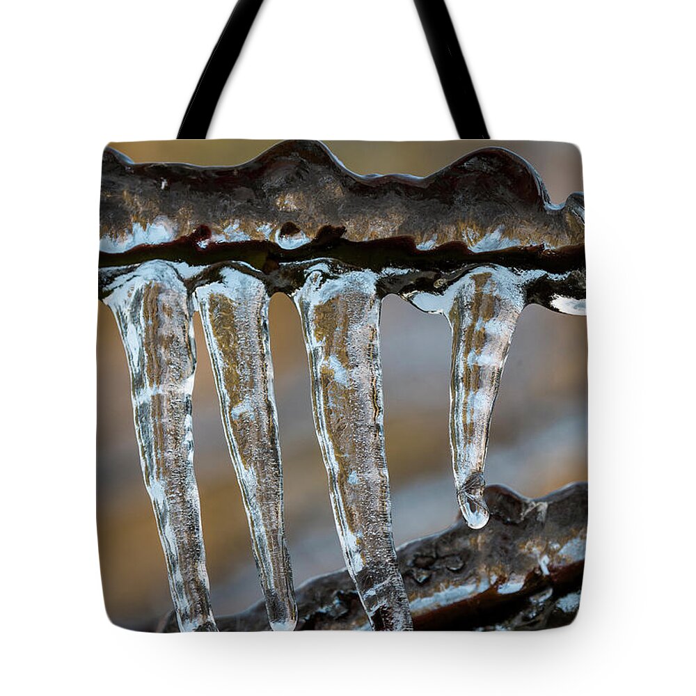 Branches Tote Bag featuring the photograph Cold Snap Icicles by Robert Potts