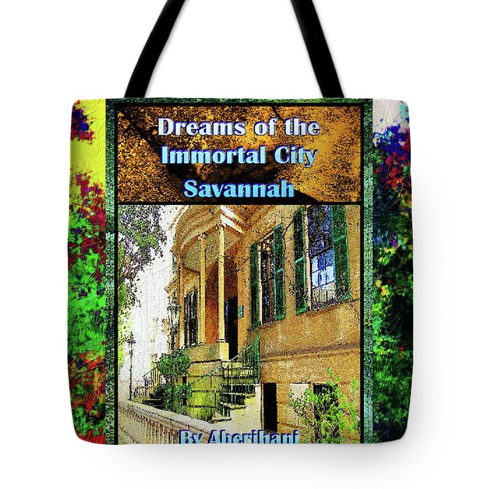 Book Cover Art Tote Bag featuring the mixed media Collectible Dreaming Savannah Book Poster by Aberjhani