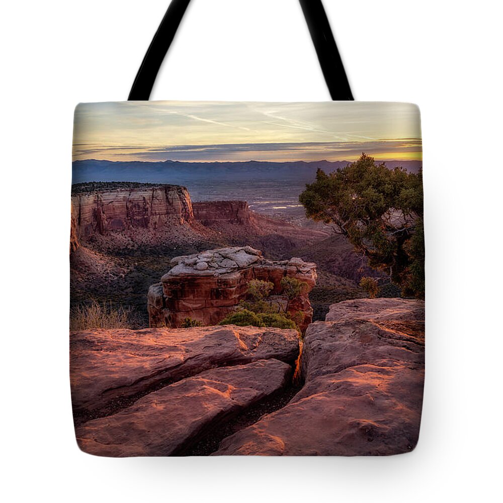 Colorado National Monument Tote Bag featuring the photograph Colorado National Monument Overlook at Sunrise by Ronda Kimbrow