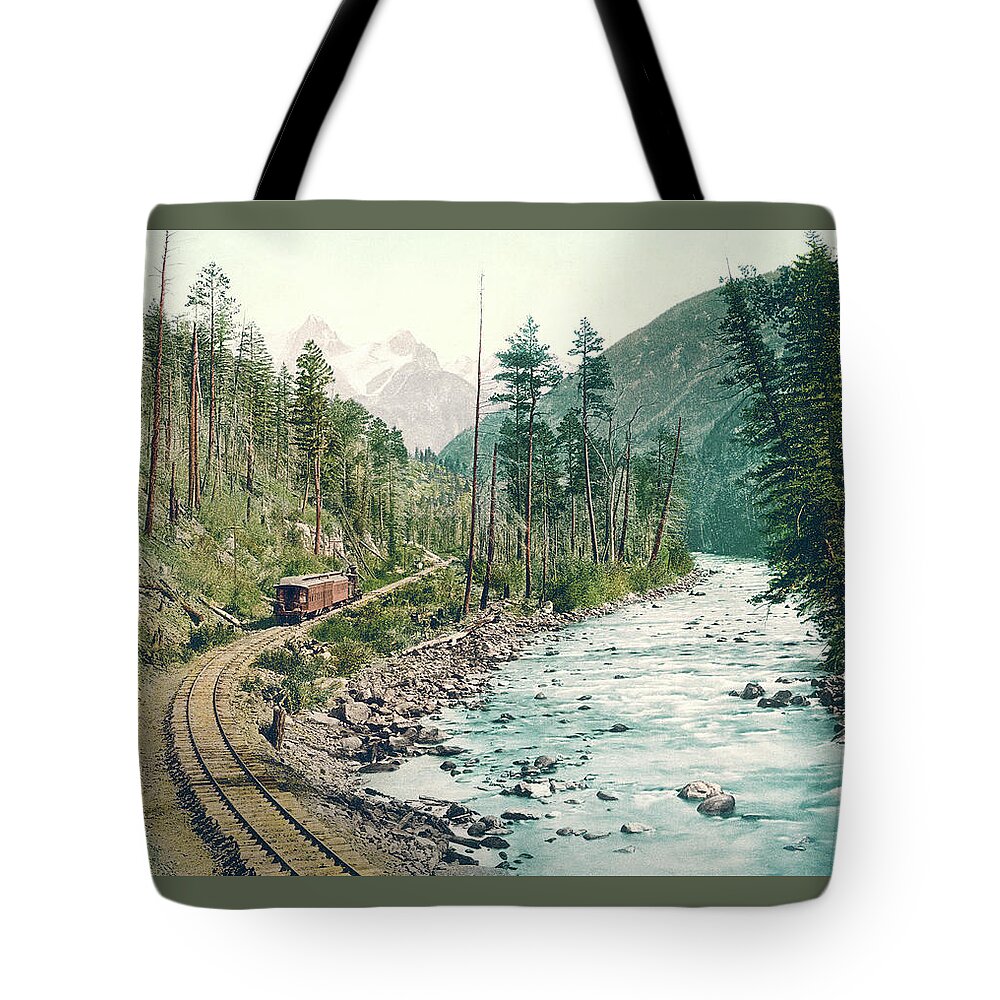 Colorado Tote Bag featuring the photograph Colorado Needle Mountains, Canon of the Rio Ias Animus by Detroit Photographic Company