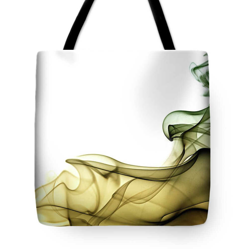 Curve Tote Bag featuring the photograph Colored Smoke Swirls by Vasiliki