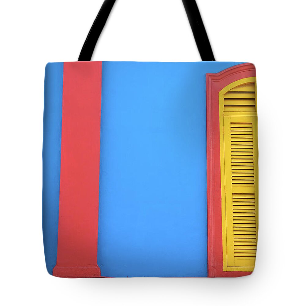 Architectural Feature Tote Bag featuring the photograph Colorful Building Singapore by Jayk7