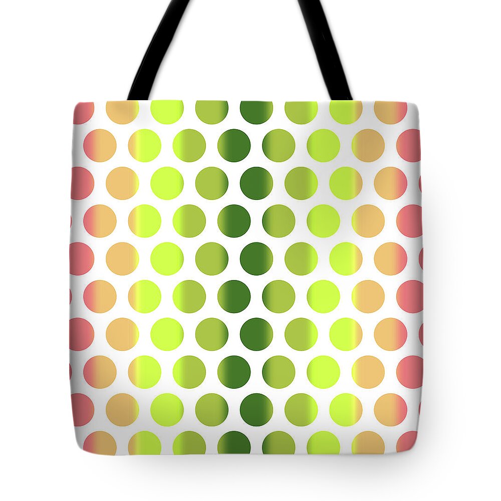 Pattern Tote Bag featuring the mixed media Colorful Dots Pattern - Polka Dots - Pattern Design 2 - Pink, Yellow, Green, Peach by Studio Grafiikka