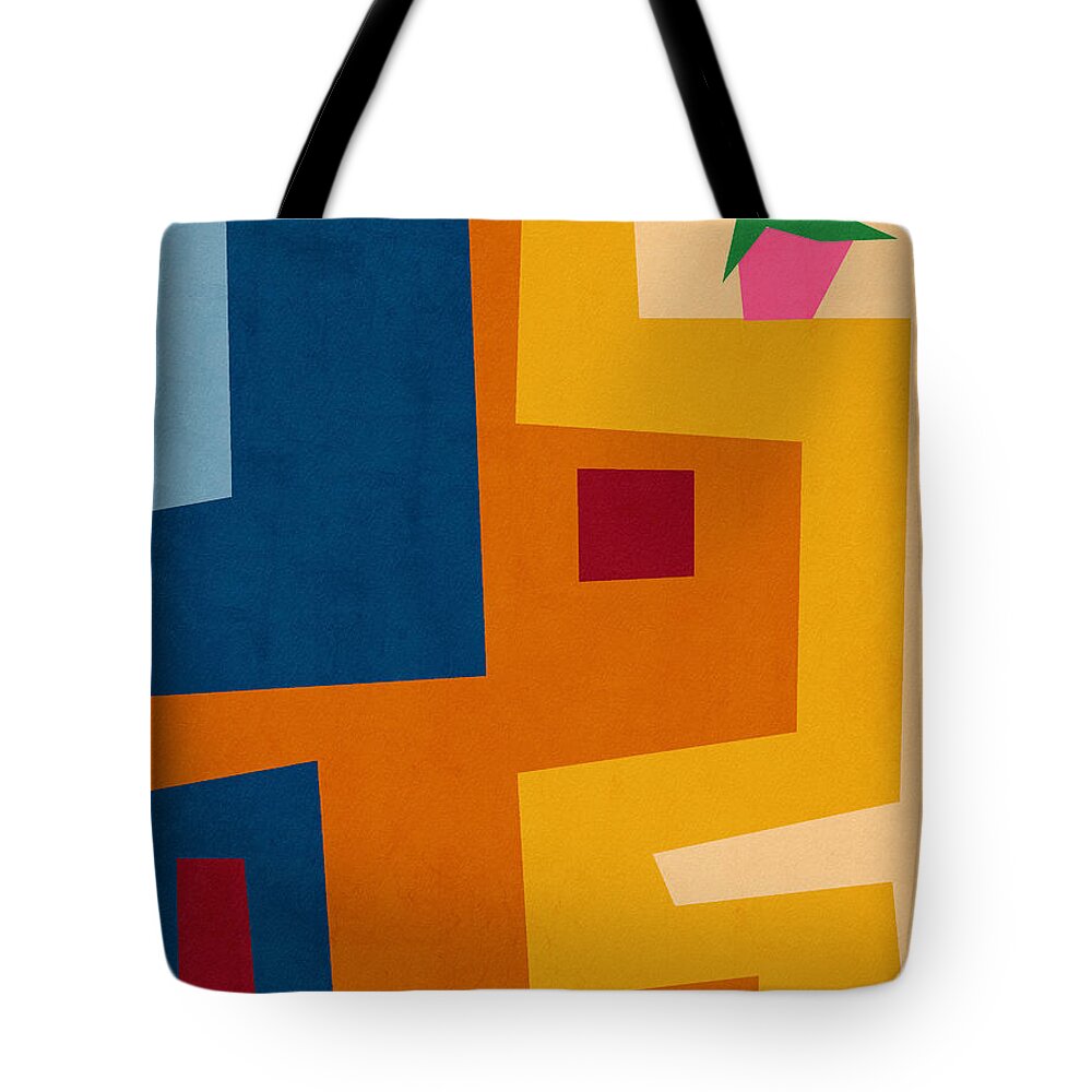 Modern Tote Bag featuring the mixed media Colorful Geometric House 3- Art by Linda Woods by Linda Woods