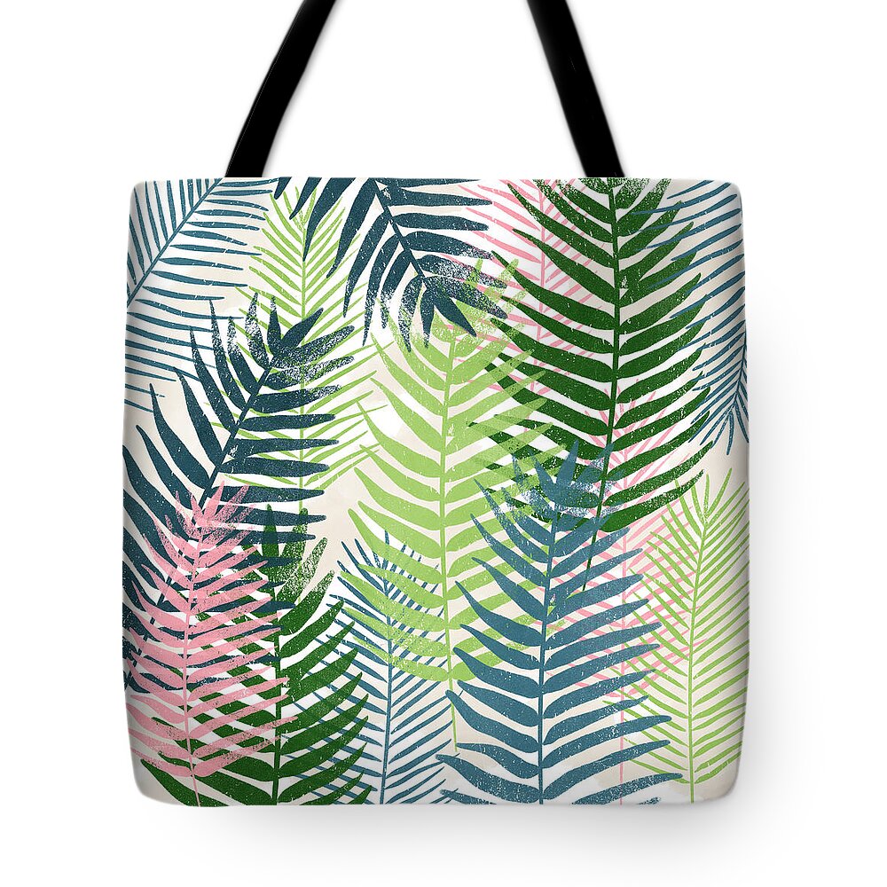 Tropical Tote Bag featuring the mixed media Colorful Palm Leaves 2- Art by Linda Woods by Linda Woods