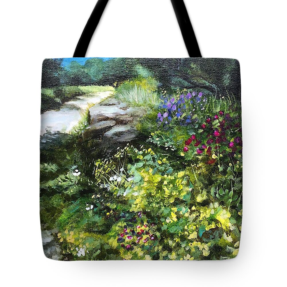 Landscape Tote Bag featuring the painting Colorful Path by Melissa Torres