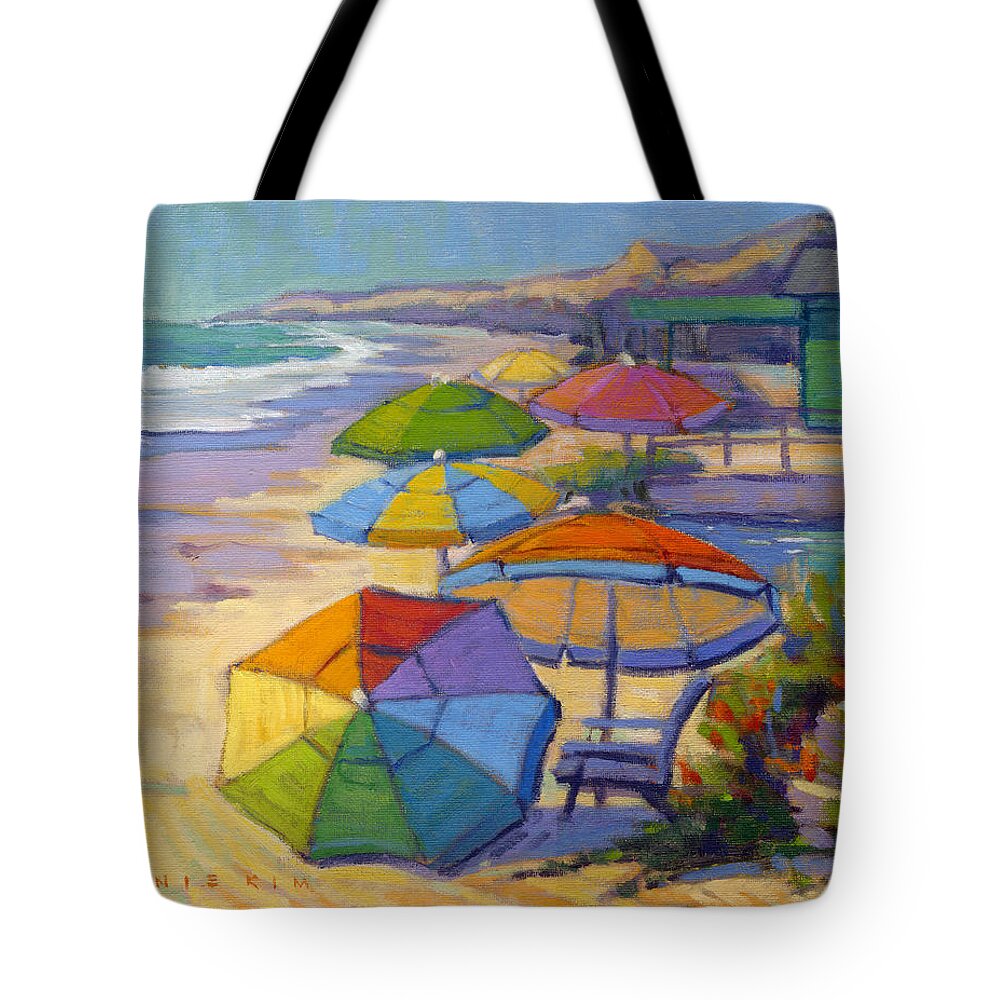 Crystal Cove Tote Bag featuring the painting Colors of Crystal Cove by Konnie Kim