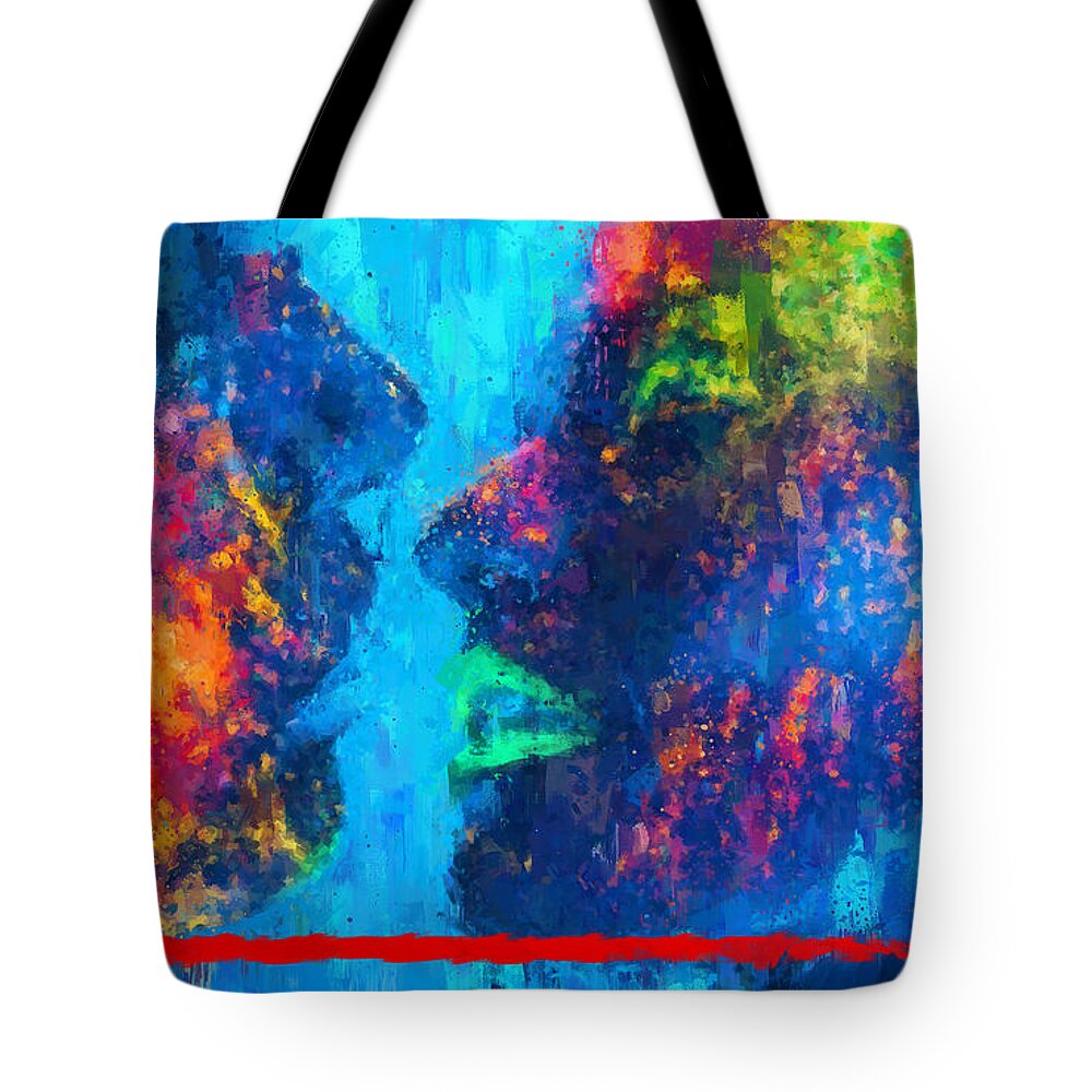 Art Tote Bag featuring the painting COLORS OF LOVE - Gravity II by Vart