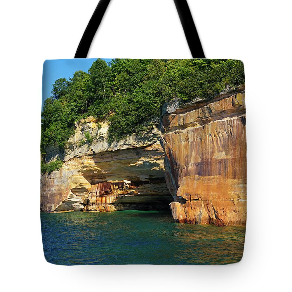 Colors Of Pictured Rocks Tote Bag featuring the photograph Colors of Pictured Rocks by Rachel Cohen
