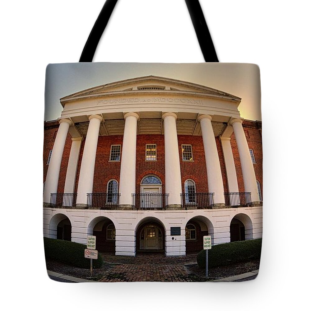 Columbia State Hospital Founded A.d. Mdcccxxii Tote Bag featuring the photograph Columbia State Hospital Founded A.D. MDCCCXXII by Lisa Wooten