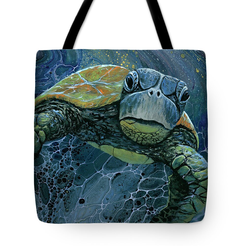 Sea Tote Bag featuring the painting Coming At Cha by Darice Machel McGuire