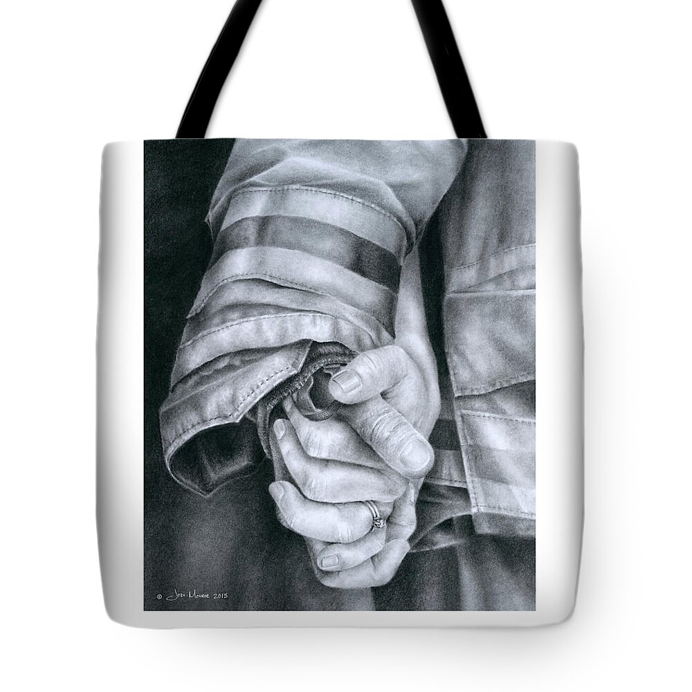 Firefighter Tote Bag featuring the drawing Commitment by Jodi Monroe