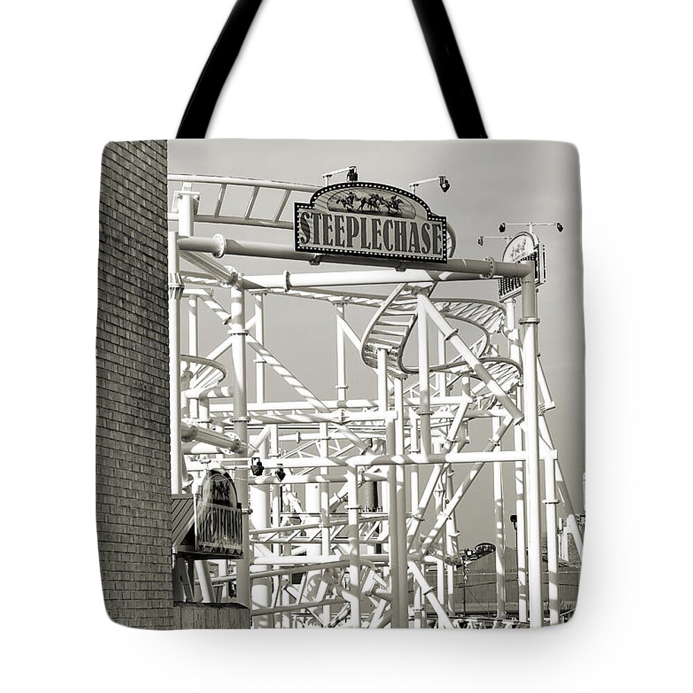 Coney Island Tote Bag featuring the photograph Coney Icons on a Winter Afternoon by Steve Ember