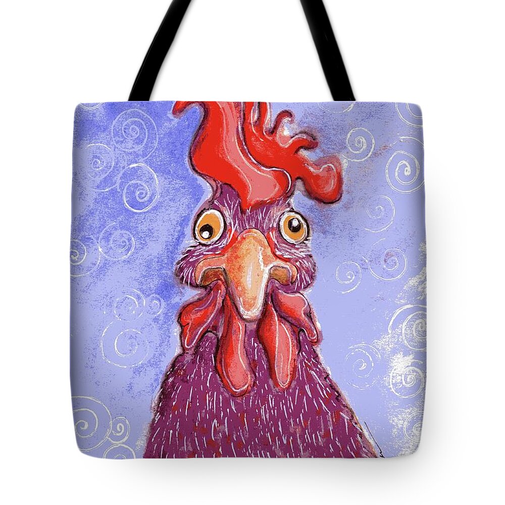 Chicken Tote Bag featuring the painting Confused Chicken by Karren Case