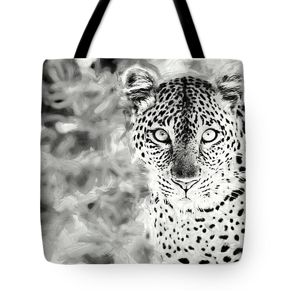 Leopard Tote Bag featuring the photograph Contact by Gaye Bentham