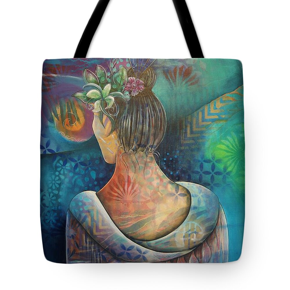 Female Tote Bag featuring the painting Contemplation by Reina Cottier