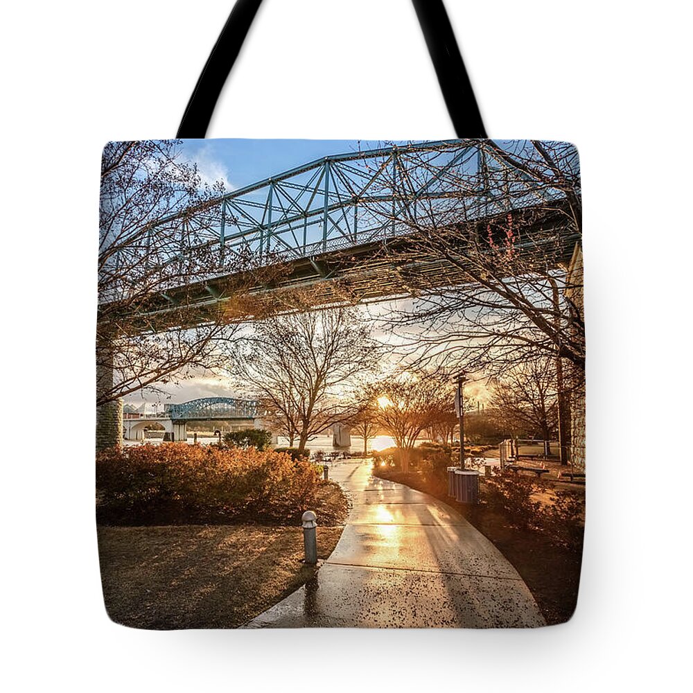Cooldige Park Tote Bag featuring the photograph Coolidge Park Path At Sunset by Steven Llorca