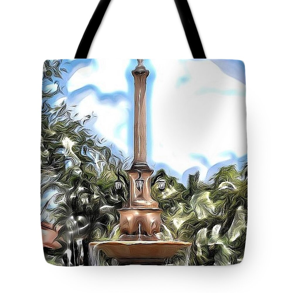 De Soto Fountain Tote Bag featuring the photograph Coral Gables De Soto Fountain by Mesa Teresita
