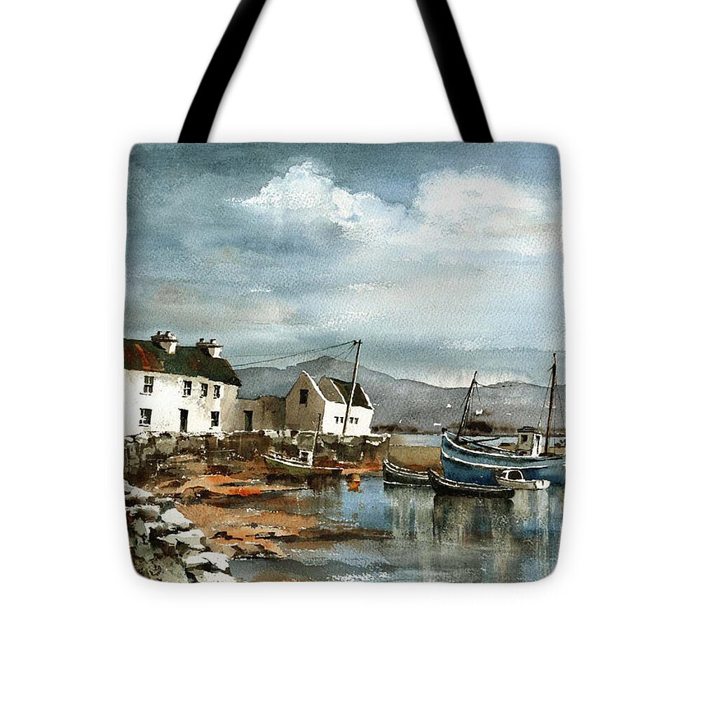 Achill Tote Bag featuring the painting Corraun Harbour, Co. Mayo by Val Byrne