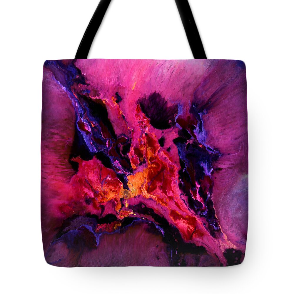 Resin Tote Bag featuring the painting Cosmic Explosion Dance 1 by Shelly Tschupp
