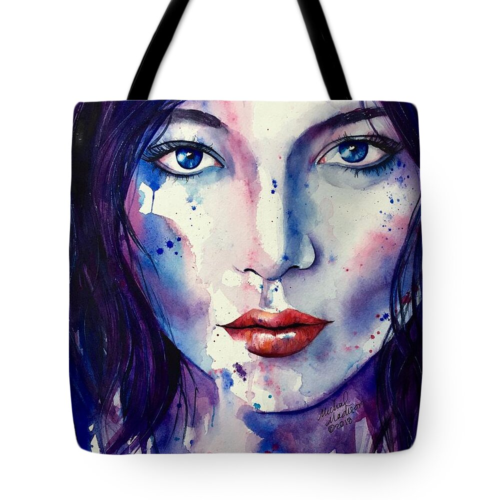 Divine Feminine Tote Bag featuring the painting Cosmic Journey by Michal Madison