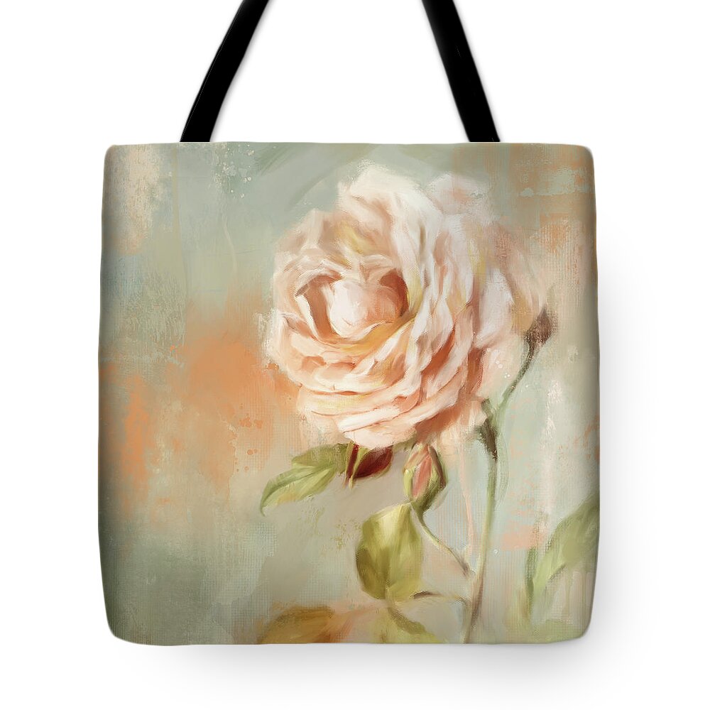 Colorful Tote Bag featuring the painting Cottage Rose by Jai Johnson