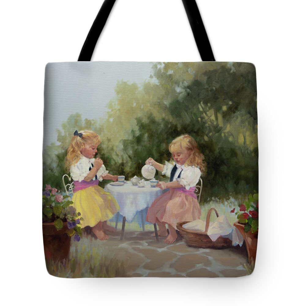 Figurative Art Tote Bag featuring the painting Country Tea by Carolyne Hawley