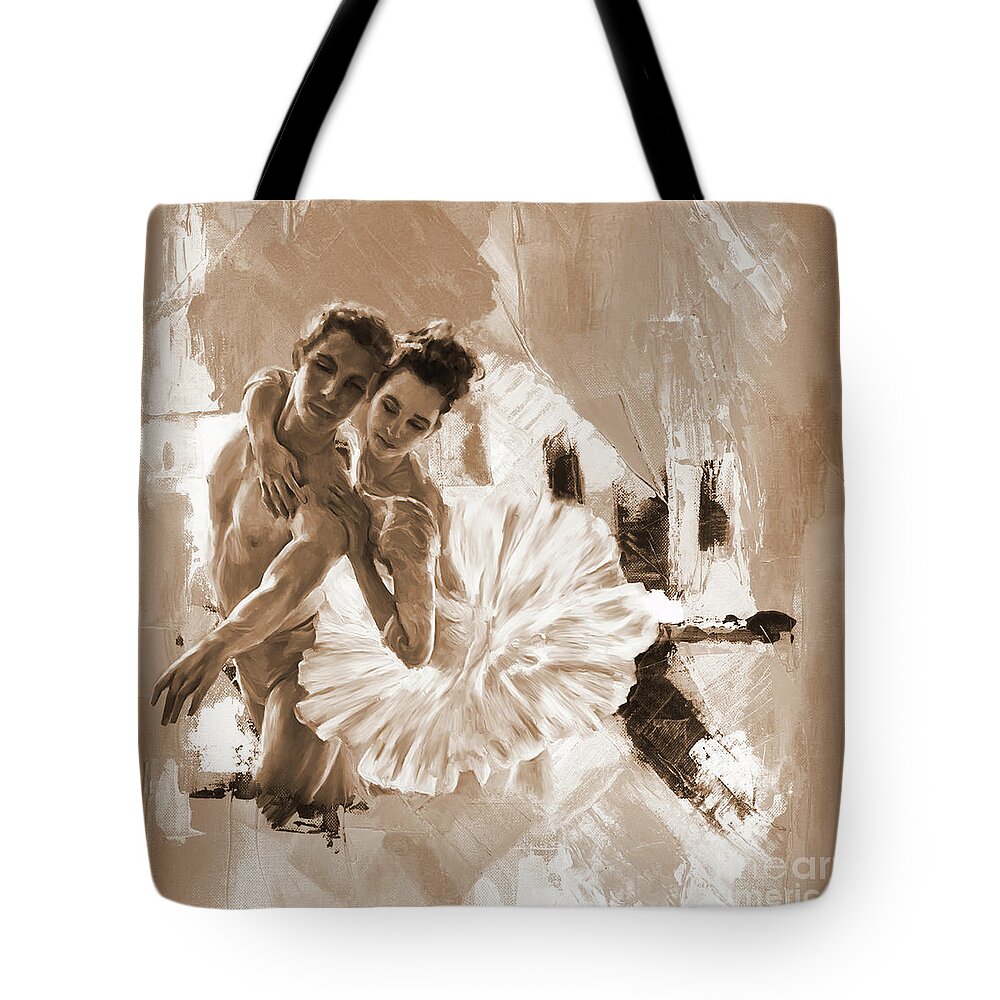 Ballerina Tote Bag featuring the painting Couple dance Ballerina 01 by Gull G