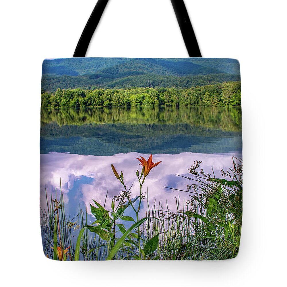 Cove Lake State Park Tote Bag featuring the photograph Cove Lake Reflections by Marcy Wielfaert