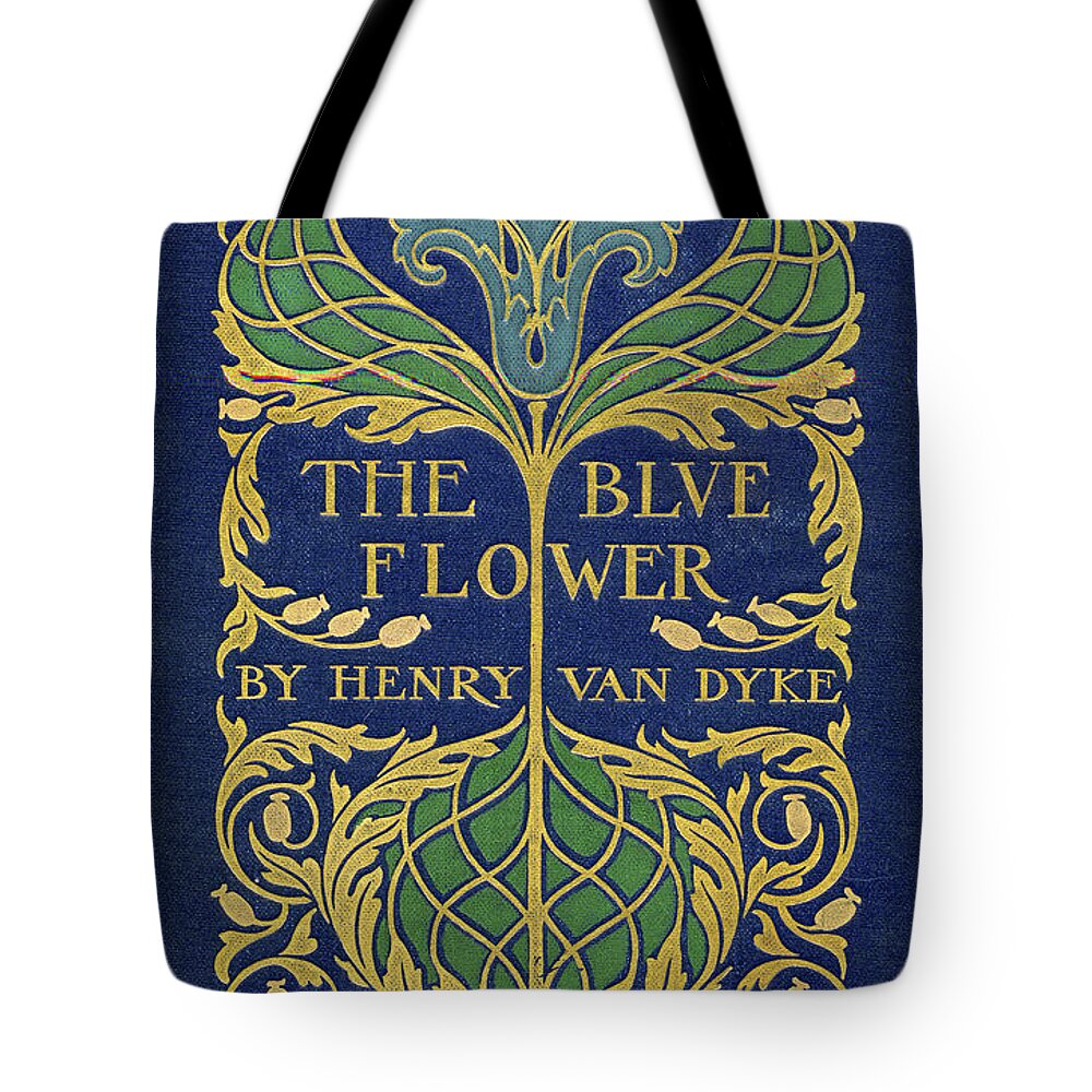 Binding Design Tote Bag featuring the mixed media Cover design for The Blue Flower by Margaret Armstrong