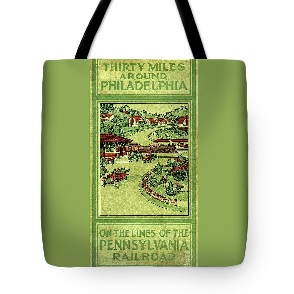 Philadelphia Tote Bag featuring the mixed media Cover of Thirty Miles Around Philadelphia by Unknown