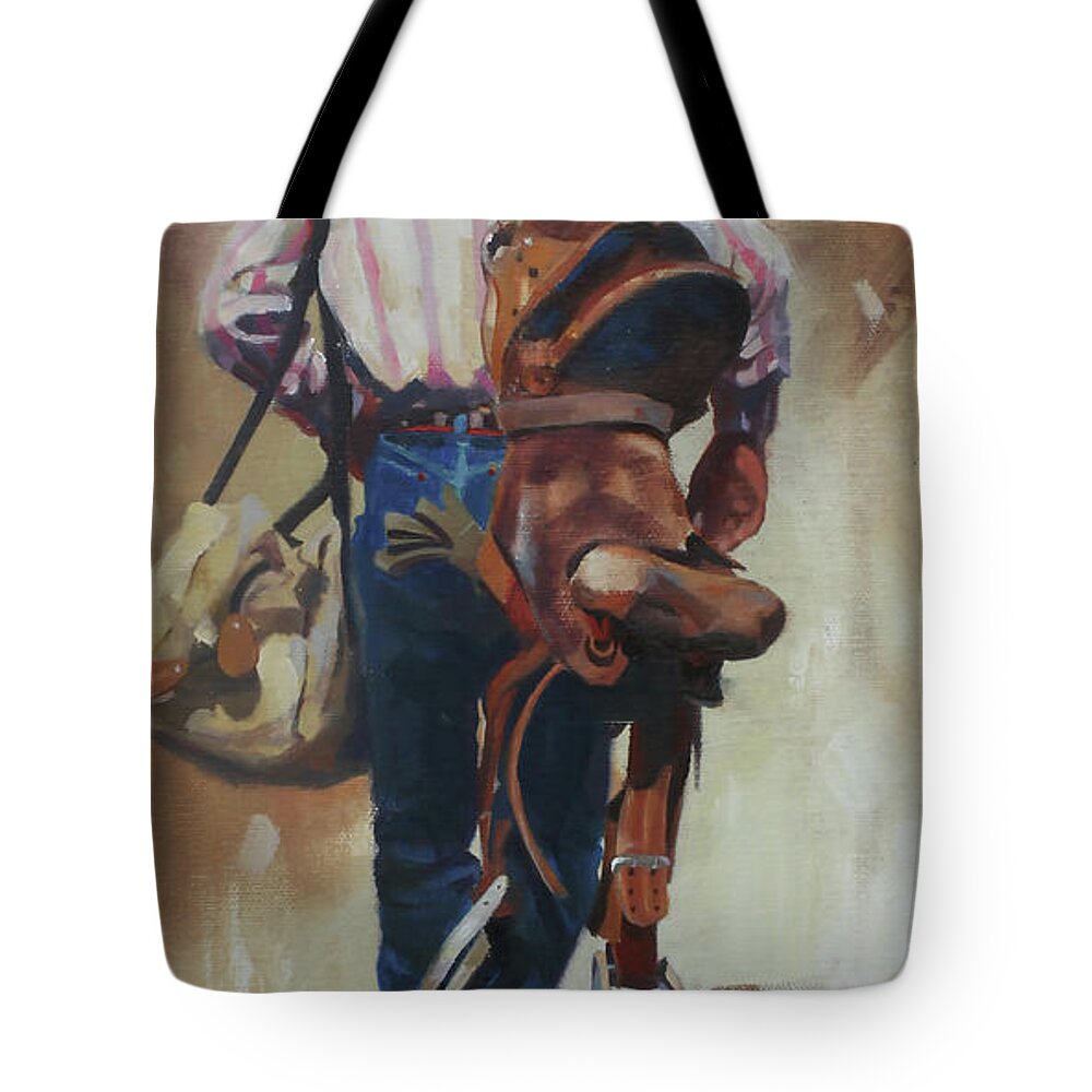 Figurative Art Tote Bag featuring the painting Cowboy Up by Carolyne Hawley