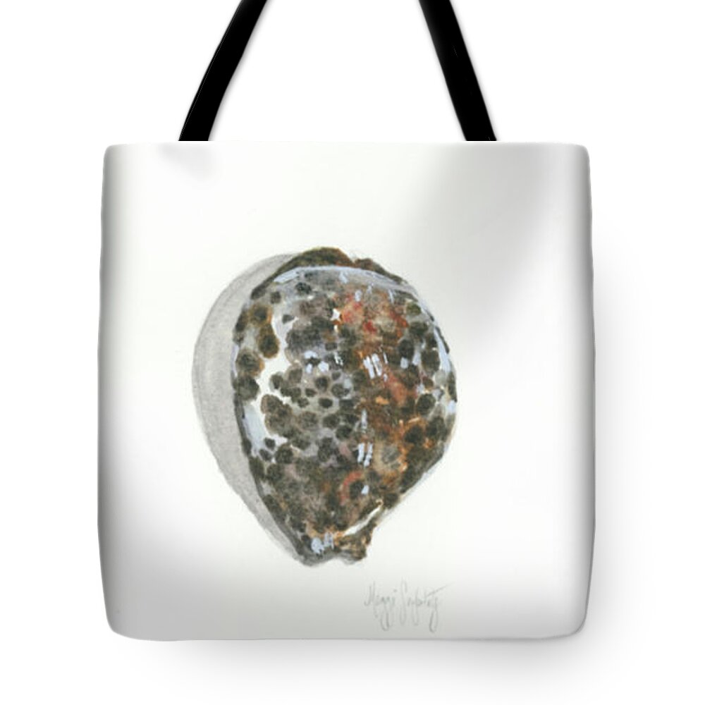 Shell Tote Bag featuring the painting Cowrie by Maggii Sarfaty