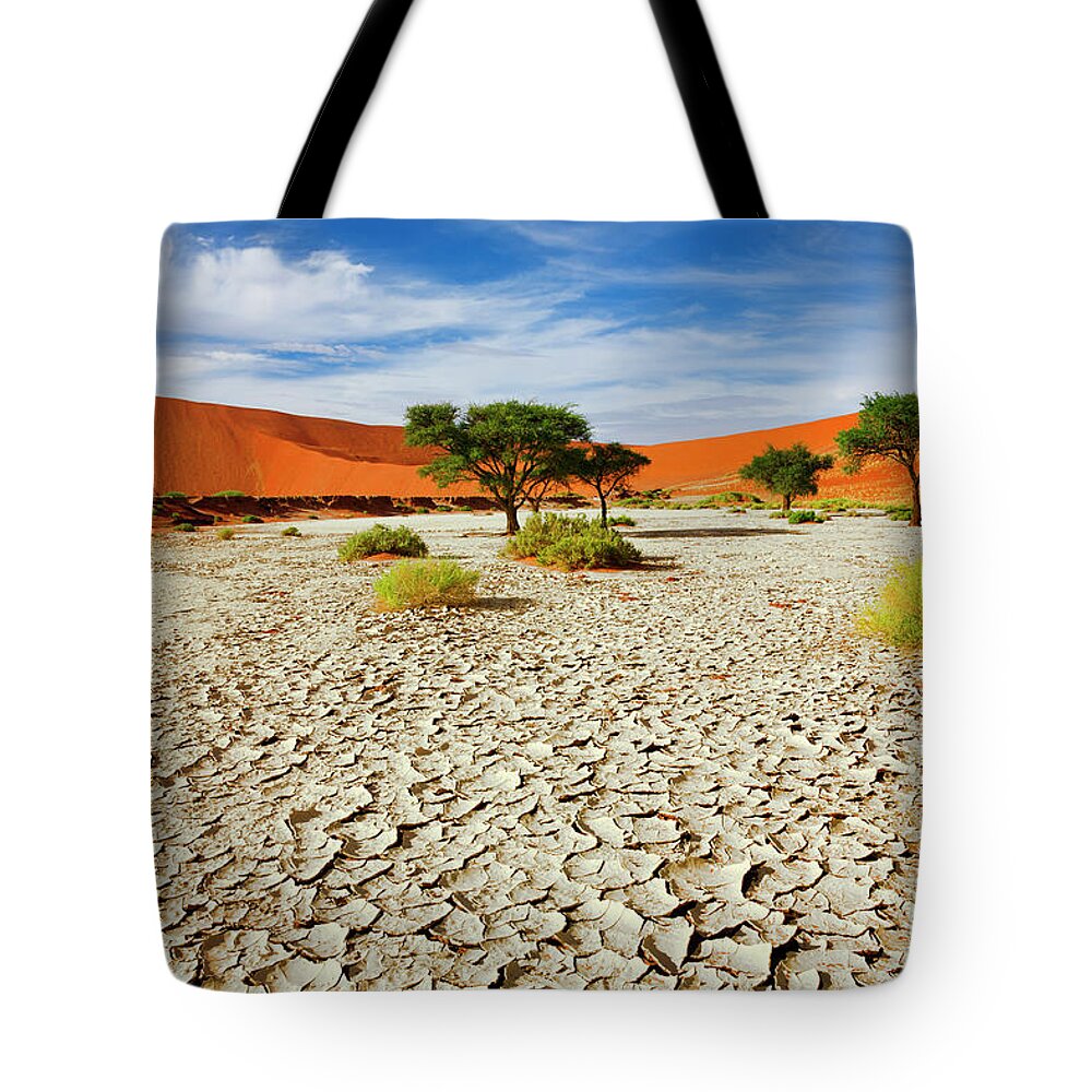 Scenics Tote Bag featuring the photograph Cracked Ground by Lucynakoch