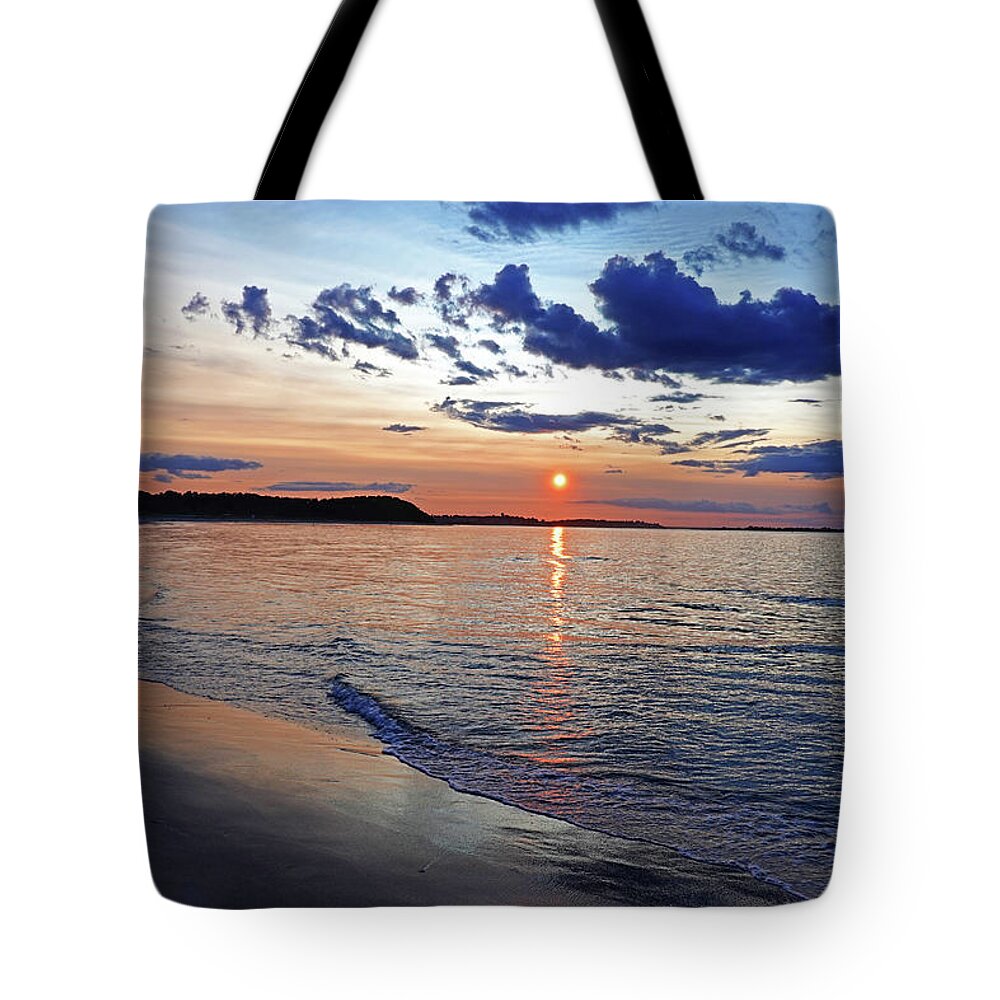 Ipswich Tote Bag featuring the photograph Crane Beach Sunset Ipswich MA Blue Clouds by Toby McGuire