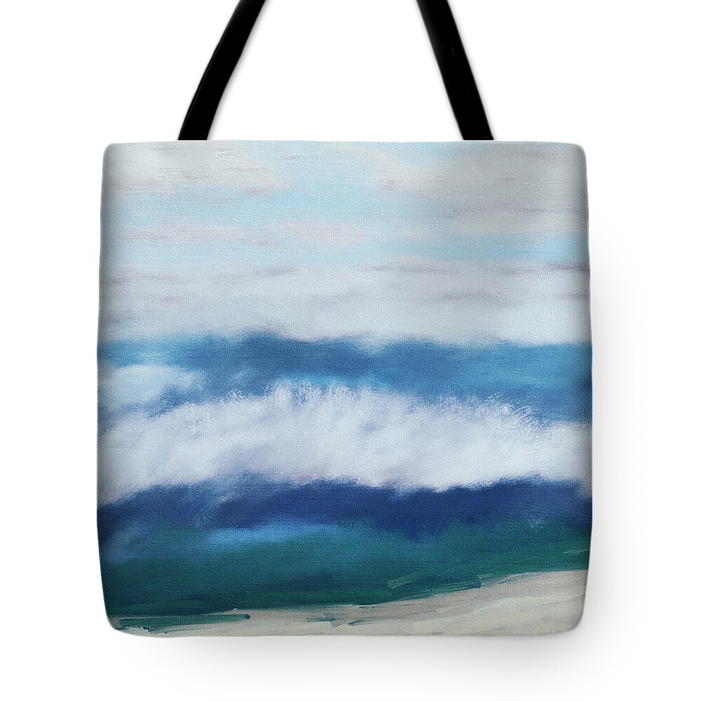 Abstract Tote Bag featuring the mixed media Crashing Waves 2- Art by Linda Woods by Linda Woods