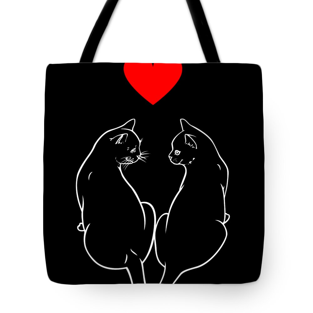 Cat Tote Bag featuring the digital art Crazy Little Thing Called Love white by Andrea Gatti