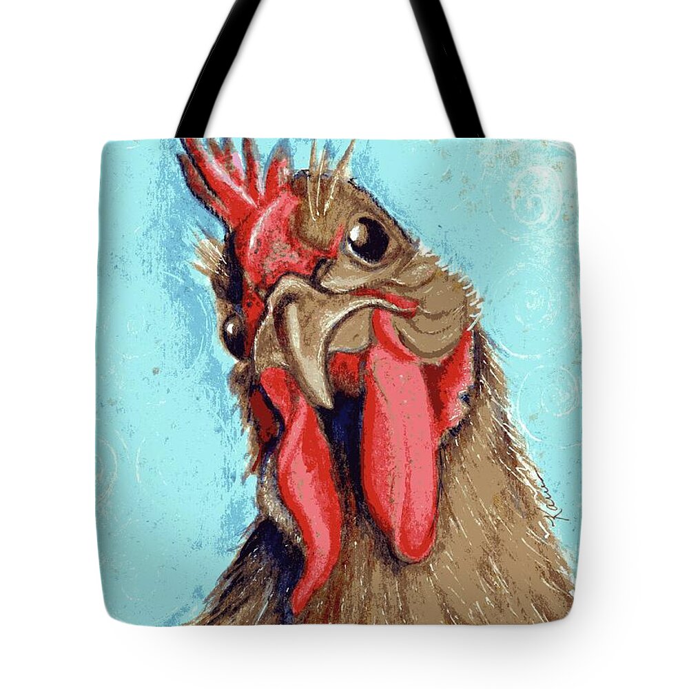 Chicken Tote Bag featuring the painting Critical Thinking by Karren Case