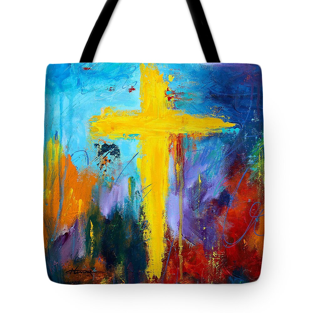 Texture Tote Bag featuring the painting Cross No.8 by Kume Bryant