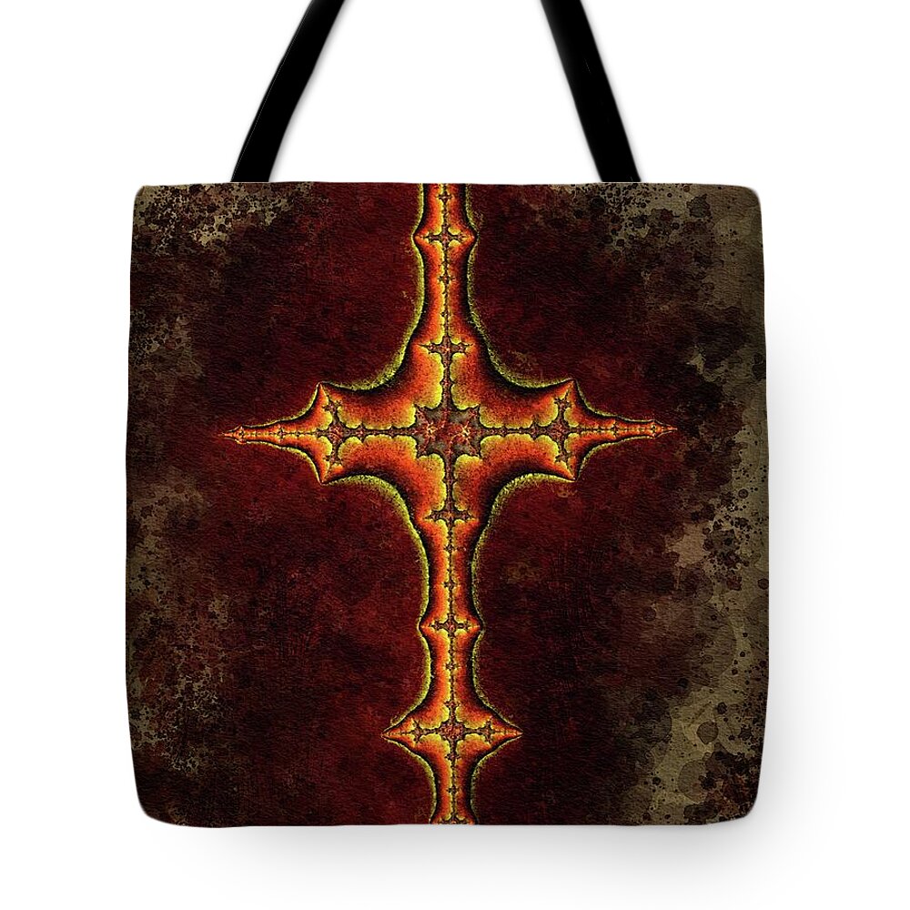 Cross Tote Bag featuring the painting Cross of Mystery by Esoterica Art Agency