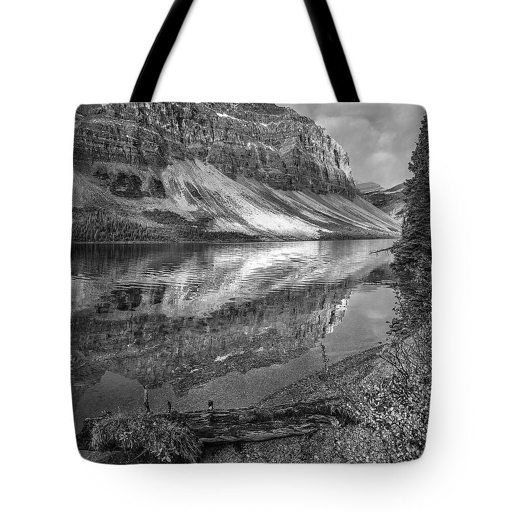 Disk1215 Tote Bag featuring the photograph Crowfoot Mountains And Bow Lake by Tim Fitzharris