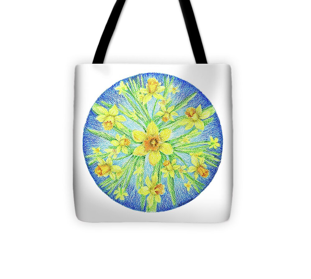 Daffodil Tote Bag featuring the painting Daffodil Mandala by Betsy Gray