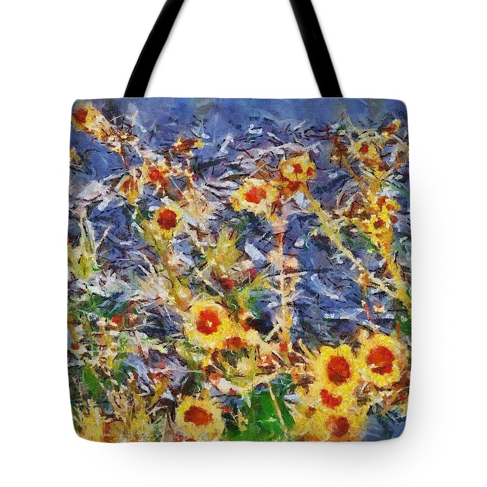 Daisies Tote Bag featuring the mixed media Daisies by Christopher Reed